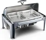 Food Warmer Electric Buffet Server Stainless Steel Buffet Hot Plate - Buffet Servers and Heaters. Hot Pot Buffet Set, Stainless Steel Buffet Hot Pot with Glass Lid Food Warmer