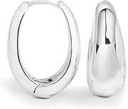[Altitude Boutique] 18K Small Chunky Gold Hoops | Thick Oval Tube Earrings | Lightweight, Hypoallergenic Open Hoop Earrings For Women