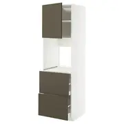 METOD / MAXIMERA hi cab f ov w dr/2 frnts/2 hi drwrs, white/Havstorp brown-beige, 60x60x200 cm
