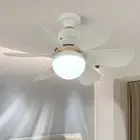 - White Ceiling Fan Light Dimmable Remote Control with Extender Base (520mm)