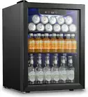 Beverage Refrigerator Cooler 68 Can, Mini Fridge with Glass Door for Beer Drinks