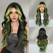 Synthetic Wig for Women Heat Resistant Long Body Wave Style with Curtain Bangs Perfect for Christmas Parties