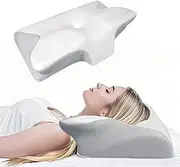 Cervical Neck Pillow, Contour Memory Foam Pillow for Neck & Shoulder Pain Relief, Suitable for Side, Back, and Stomach Sleeping, Home Office & Bed Use (Grey)