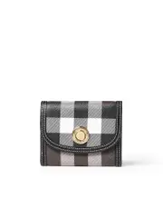 Burberry Small Leather and Check Flap Trifold Wallet in Black
