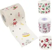 Ipetboom 4 Pack Christmas Pattern Toilet Paper Rolls Double Length Decorative Bathroom Tissue