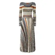 [Missoni] Missoni Striped Midi Dress 40 IT NEUTRALS/BLUE