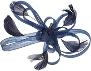 Homoyoyo Women S Fascinators Bridal Hair Clip Fascinator Hats for Women, Headband Tea Party Hats for Women Royal Cocktail Wedding Hat Mesh Hair Clip Wedding Hair Clips Tea Party Hat Dark Blue