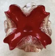 Vintage Murano Glass Ashtray Red gold hand Blown Glass 1st Dibs