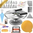 50pc Cake Turntable Kit Aluminum Stand Leveler Icing Tips