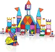 PicassoTiles 353pcsMagnetic Brick Tile and Magnetic Tile Combo Set, Action Figures Included, Building Blocks STEM Toys, Educational Montessori Preschool Toddler Classroom Learning Toys, Kids Activity
