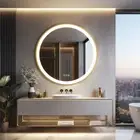 LED Gold Frame Round Bathroom Mirror with Light Wall Vanity Mirrors Anti-Fog XL