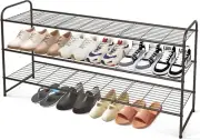 Long 3-Tier Shoe Rack for Closet Floor Entryway Wide Storage Organizer Stackable