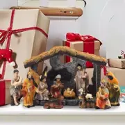 Chirstmas Nativity Scene Hand Painted Sculpted Collectable Table Ornament Manger