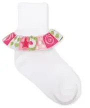 Jefferies Pink & Green Printed Ruffle Socks TOD XS 1-2 or 2-4 Years