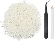 uxcell 5000pcs Flatback Rhinestones Resin, SS12 3mm Resin Rhinestones Bulk Round Shine Gems with Pickup Tools for DIY Nail Art Tumblers Mugs Clothes, Clear AB