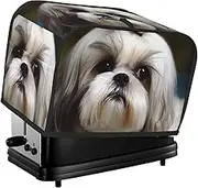 Shih Tzu Dog Toaster Cover 2 Slice Bread Machine Covers Waterproof Universal Size Kitchen Small Appliance Cover with Hang Loop, Dust and Fingerprint Protection