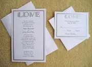 100 Personalized Custom Wilton LOVE Silver Bridal Wedding Invitations Set