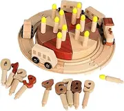 Fake Birthday Cake - Pretend Play Cake Train Track Play Set - Toddler Games Train Toys Kids Kitchen Accessories, Cupcake Decorations Party Favors for Preschool Learning