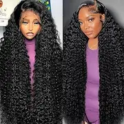 Durpem - [High Quality Material] HD 13x6 Transparent Deep Wave Lace Front Wig 100% Unprocessed Brazilian Human Hair