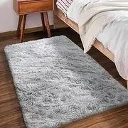 Rugs for Living Room Fluffy Area Rug Shaggy for Bedroom Soft Modern Luxury Fur Carpet for Kids Room Nursery Indoor Plush Furry Rug Comfy Home Decor Floor Mat (Light Grey, 60 * 110cm)