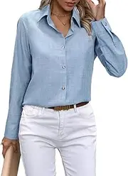 [Glozeplus] Blouses & Button-Down Shirts Long Sleeve Shirt Fabric Tops Loose Collar Sexy T-Shirts