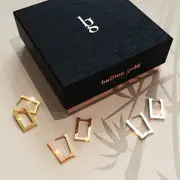Boxed 3 Pairs of Stylish Earrings Set in Tri-Tone Gold
