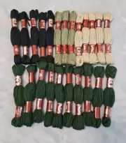 DMC Laine Colbert Tapestry Needlepoint Pure Wool Yarn Greens Lot Of 23