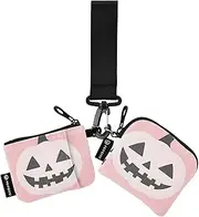 [XYMZR] Mini Zip Around Wristlet keychain Wallet Pumpkin Scary Face for Women Personalized Pattern Detachable Dual Pouch Wristlet Portable Wallet Phone Coin Purse, Multi-colored, One Size