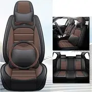 QIOZO Compatible with Car Seat Covers Universal Full Set Accessories for Accessori per Audi Tutti I Modelli A3 8V A4 B6 B9 B8 C7 Q5 A5 A6 C6 Q7 Q3 Auto Parts/Waterproof/Black Coffee Luxury Edition