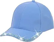[Bagkeak] Rhinestone Baseball Cap Bling Stylish Baseball Caps for Women Adjustable Simple Hat Casual Travel Sun Hats 2025