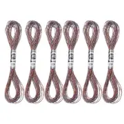 6 Skeins Embroidery Floss, Metallic Embroidery Thread Purple Colorful