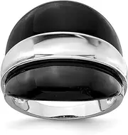 [JewelryWeb] 925 Sterling Silver Polished Band With Surrounding Simulated Onyx Bands Ring Size 8-Band Style-Ring for Women and Men