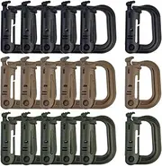 Topbuti 18 pcs Multipurpose Grimlock D-Ring Locking Molle Clips Hanging Hook for Webbing Strap Molle Bag Tactical Backpack