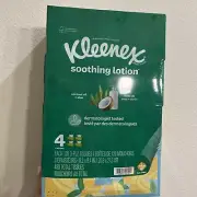 Kleenex Soothing Lotion Facial Tissue Coconut Oil 4 Flat Boxes 120 Tissues - 480