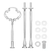 4 Sets Cake Tray Stand Handle Plate Hardware Fitting, 3-Tiers Flower Silver