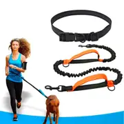 Hands Free Dog Running Leash Adjustable Dual Handle Retractable Reflective Rope
