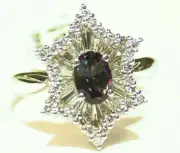 Vintage 1.46CT Platinum Natural Diamond Alexandrite Engagement Ring Certified