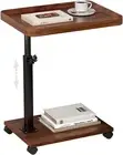 Adjustable C Table End Table, 360° Swivel Couch Side Tables That Slide Black