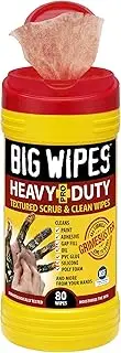Big Wipes 60020046 Red Top Heavy Duty Industrial Textured Scrubbing Wipes 80 Count