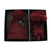 INC International Concepts Faux Fur Beanie Hat & Gloves Gift Set #GS003