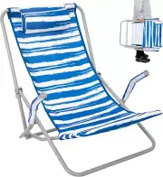High Back Beach Chair for Adults, Lightweight and Portable Low Seat Beach Chairs