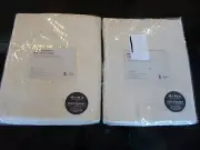 2 West Elm European Linen sheer drapes panels curtains ivory alabaster 48 84 New
