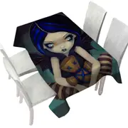 Voodoo in Blue Gothic Angel with a Voodoo Doll Tablecloth