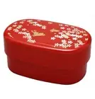 Japanese resin Bento box Sakura Rabbit 2tier Yamanakanuri red 570ml