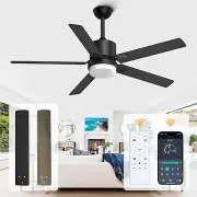 Black Ceiling Fans with Lights - Outdoor Ceiling Fan with Remote/APP Control, 52