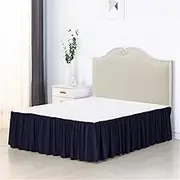 Elasticated Bed Skirt,Wrap Around Bed Skirts, Valance Sheet Double Lychee 1PC 35 Cm High with Surface Solid Suitable for Family Hotels(Blu,US K 200x203cm)