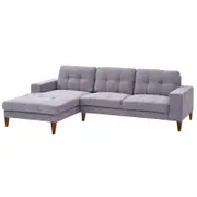 Juliet 2 Seater Sofa Soft Fabric Uplholstered Lounge Couch with LHF Chaise Grey