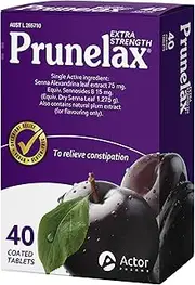 Prunelax Laxative Extra Strength - 40 tablets - 15 mg. Natural Laxative Tablets - Laxative Tablets with Senna - Constipation Relief Tablets for Adults/Elderly