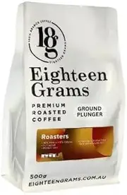 18 Grams Roasters – Ground Plunger Coffee, Full-Bodied with Chocolate & Toffee Notes, Premium Blend of Guatemalan & Indian Robusta, 500g