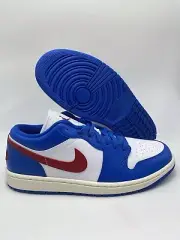 Nike Wmns Air Jordan 1 Low Blue White Red Sail Shoes (DC0774 416) Women's Sz 12